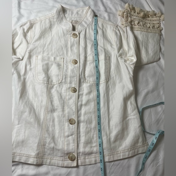 Chico's 3/4 Sleeve Linen Blend Utility Jacket Blazer Alabaster Boho Size 8 - Picture 12 of 13